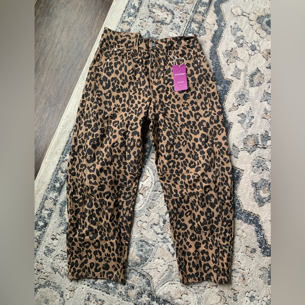 Amazon Leopard Print Ankle Pants - Brown and Black